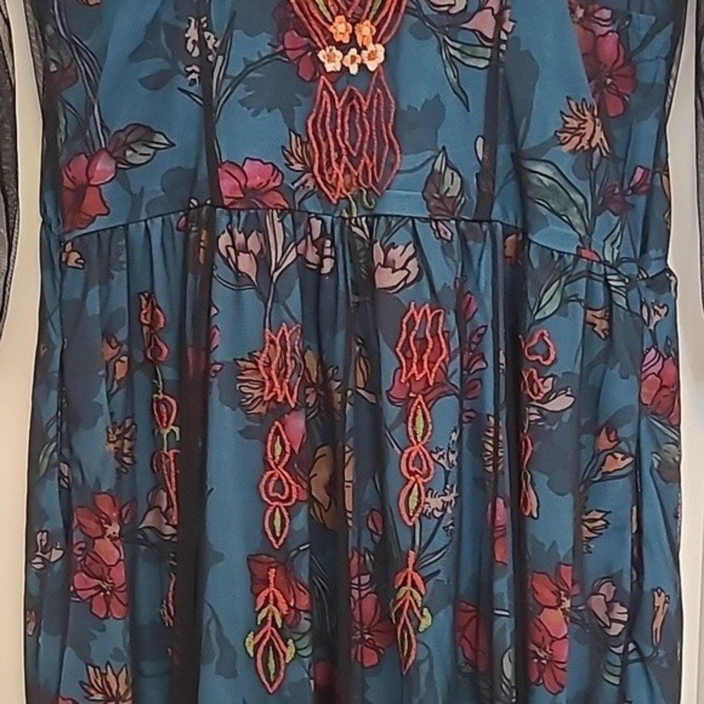 Eshakti Embellished Tulle Floral Print Georgette Empire Dress Size S - Picture 10 of 16